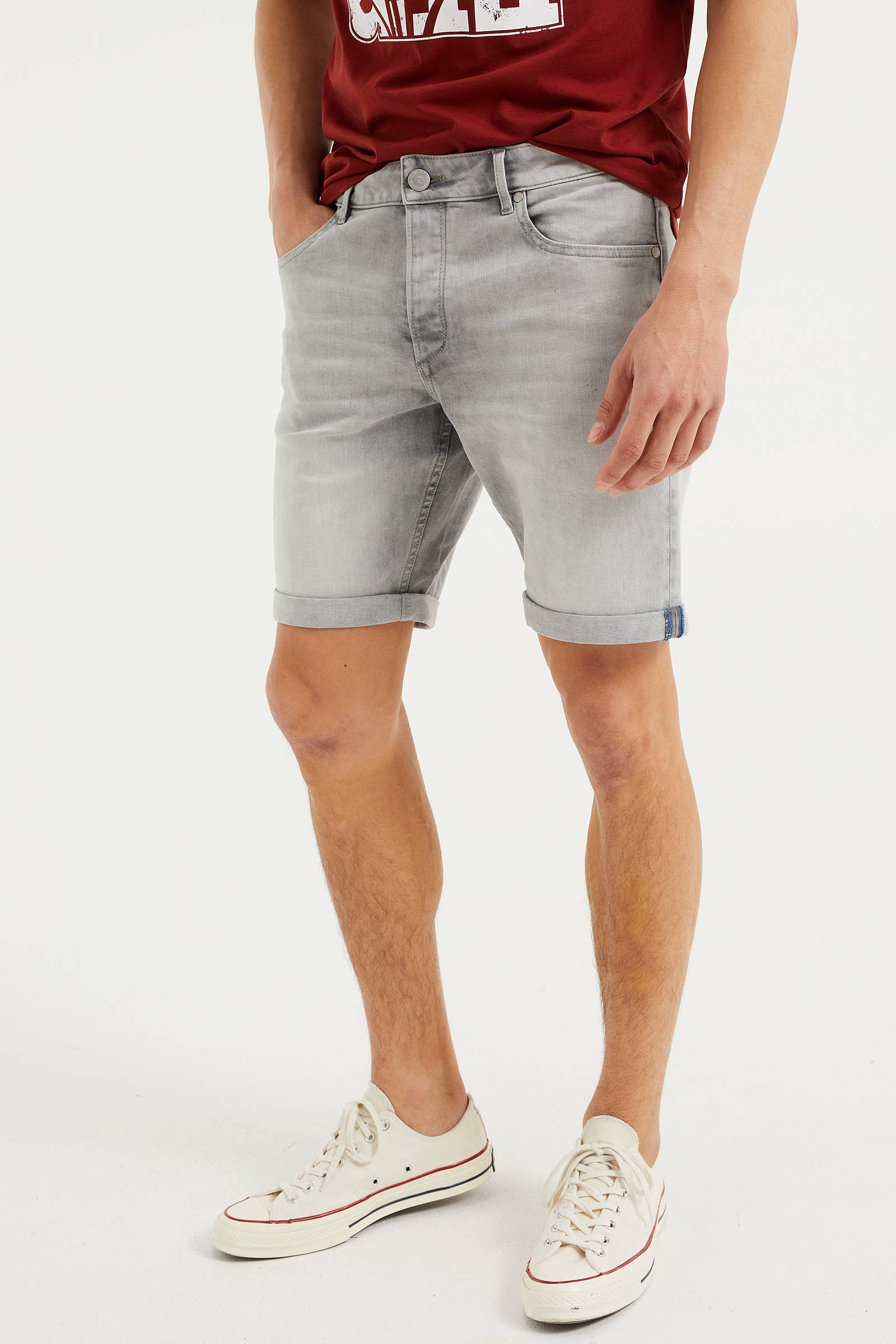 Blauw Heren Spijker Short met Elastische Band - Black-Leo.nl