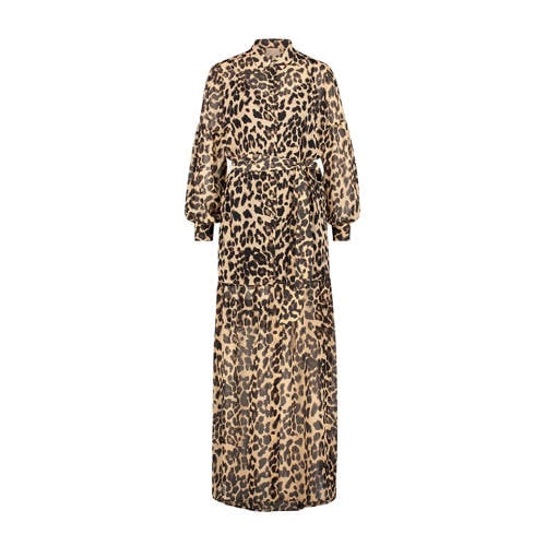 JOSH V maxi jurk ROSEMARY met panterprint lichtbruin zwart JOSH V maxi jurk ROSEMARY met panterprint lichtbruin zwart