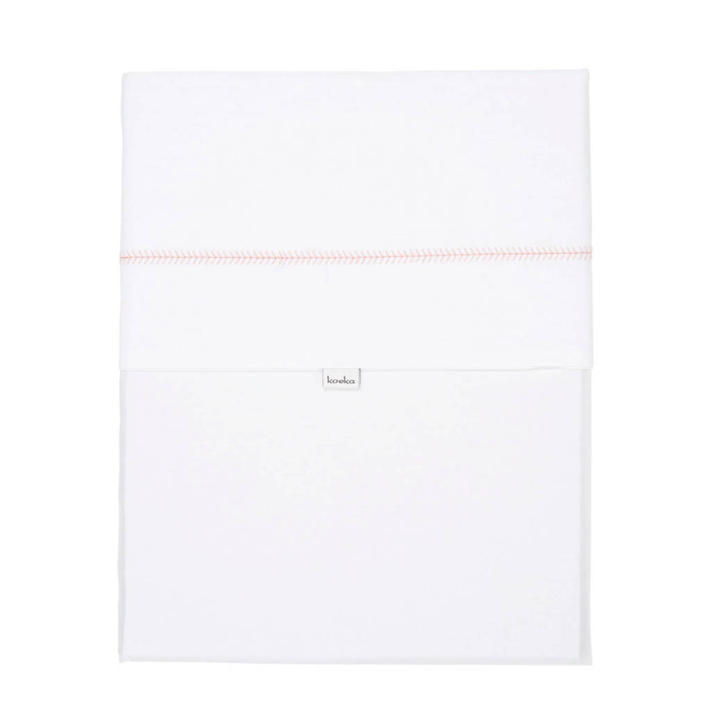 Koeka Herringbone baby wieglaken 80x100 cm Dursty Pink, Wit/Dursty Pink