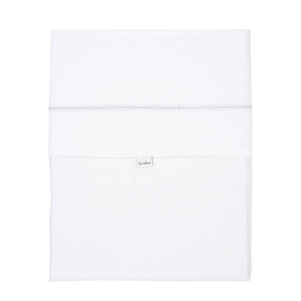Koeka Herringbone baby wieglaken 80x100 cm Mouse Grey, Wit/Mouse Grey