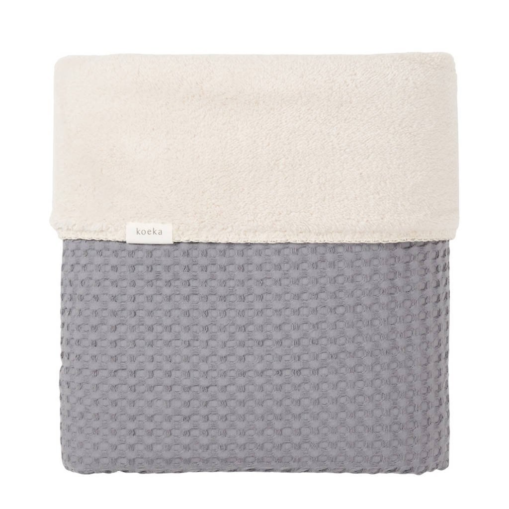 Koeka Oslo Teddy baby wiegdeken 75x100 cm Steel Grey, steel grey/pebble