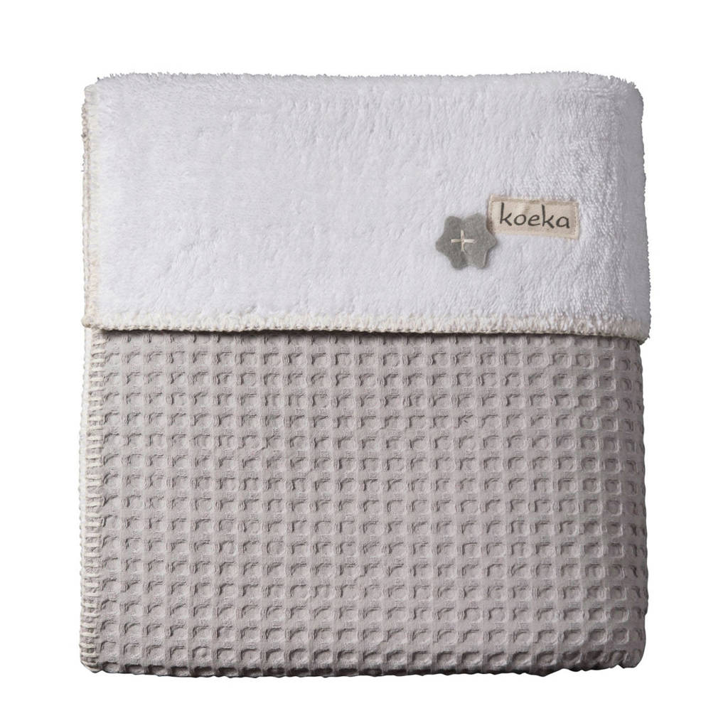 Koeka Oslo Teddy baby wiegdeken 75x100 cm silver grey/white