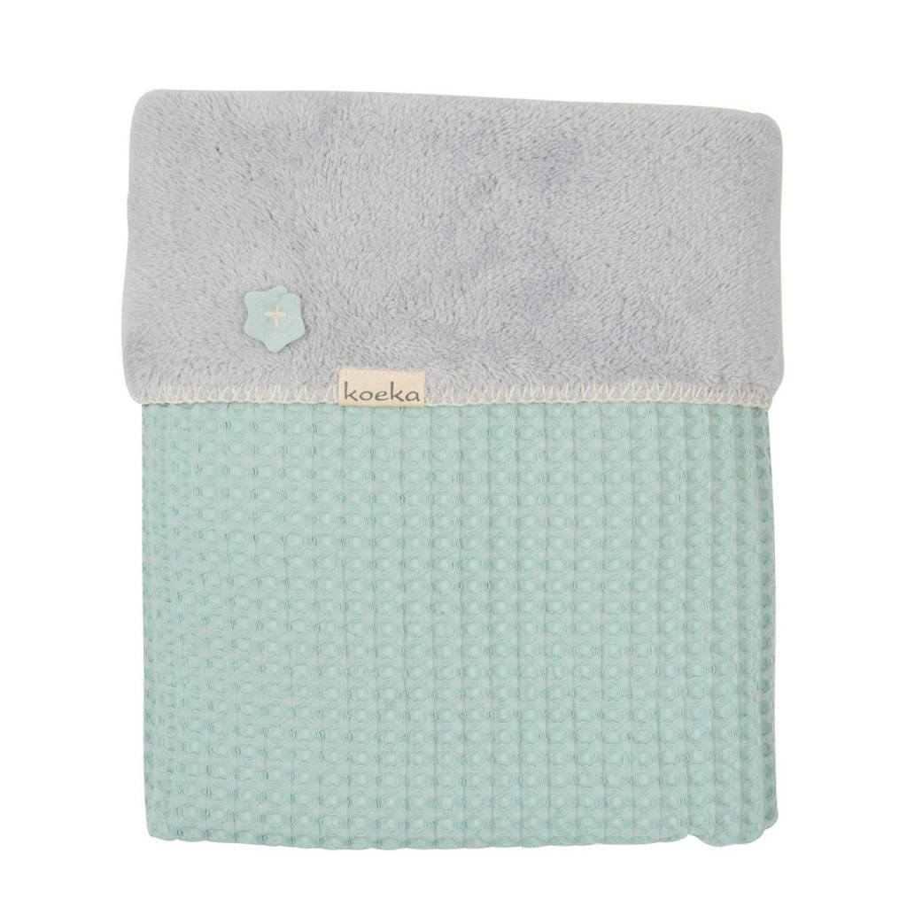 Koeka Oslo baby ledikantdeken teddy 100x150 cm Misty Mint/Silver Grey, misty mint/silver grey