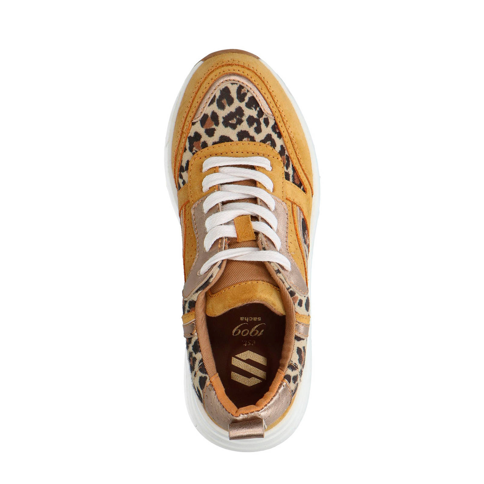 Sacha suède sneakers okergeel/panterprint | wehkamp