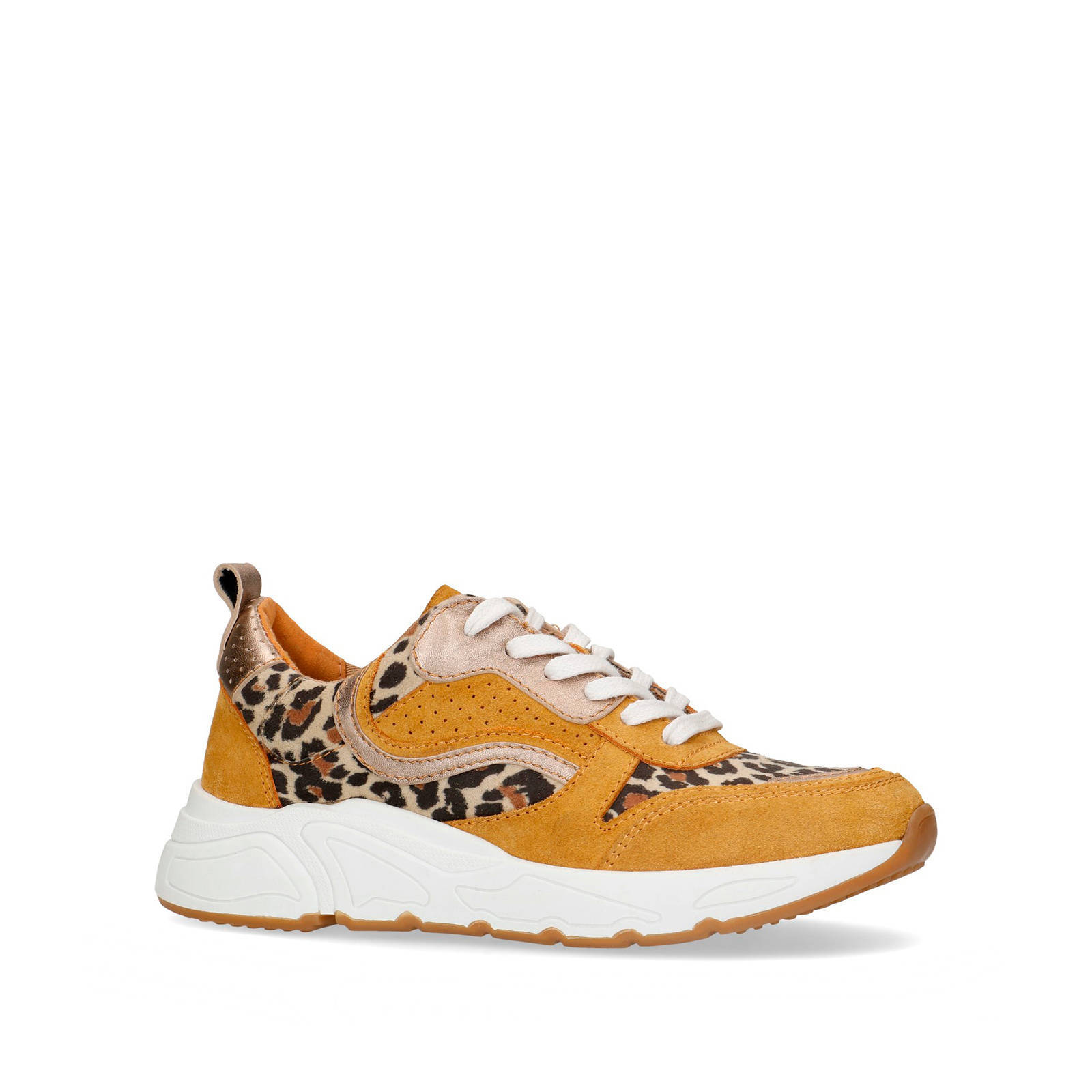 Sacha suède sneakers okergeel/panterprint | wehkamp