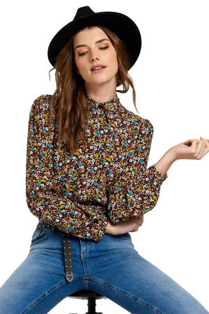 gebloemde blouse bruin/multikleuren