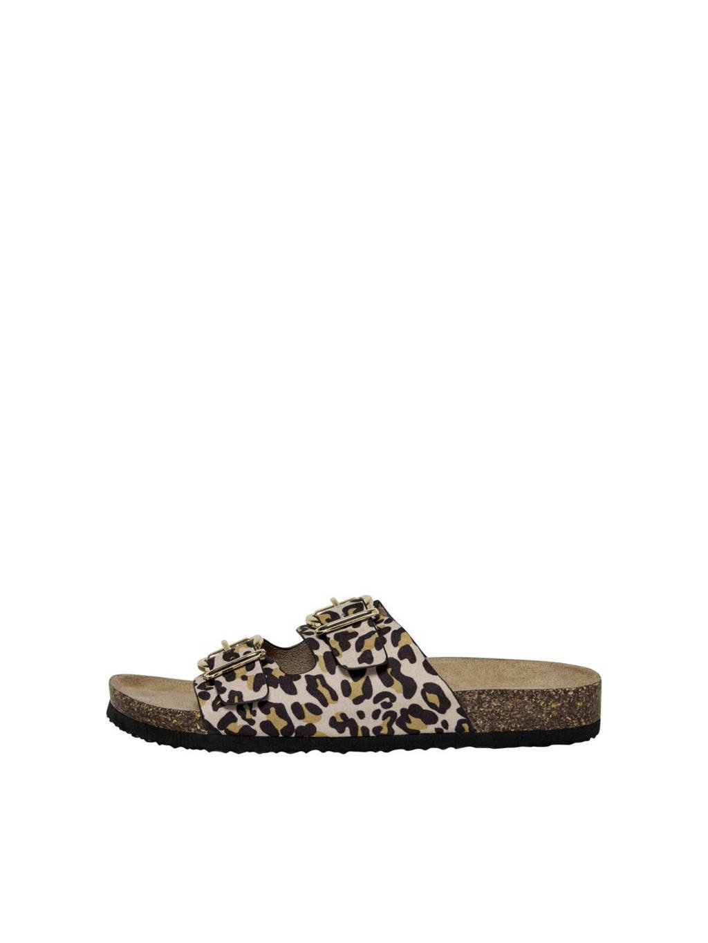 ONLY slippers panterprint, Bruin/zwart