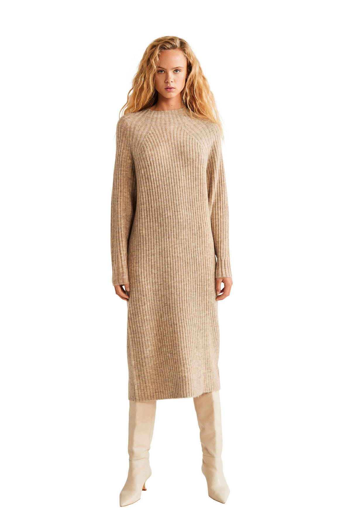 Mango gebreide jurk beige | wehkamp Mango lange gebreide jurk ecru | wehkamp