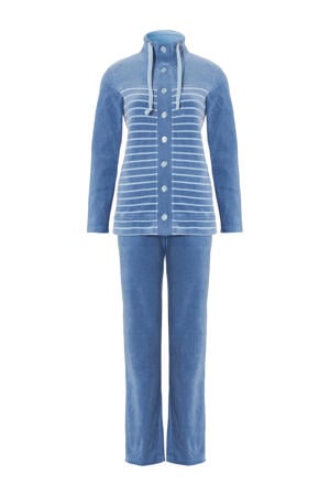 fluwelen huispak blauw