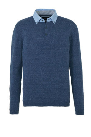 gemêleerde regular fit polo donkerblauw