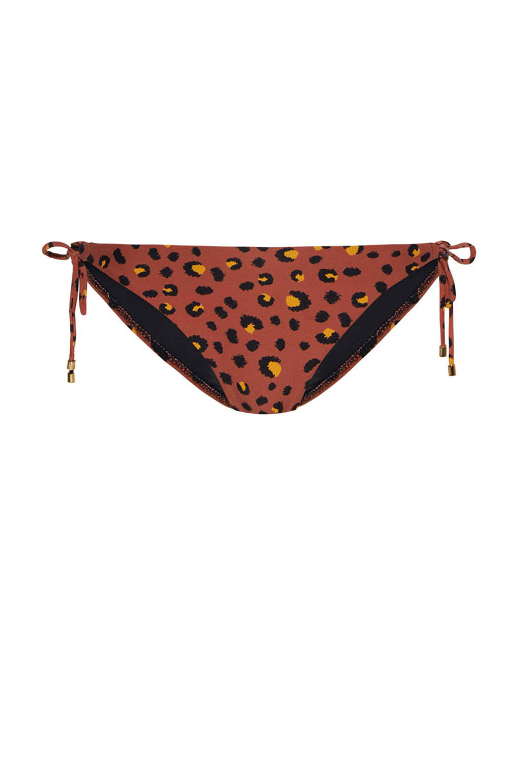 Cyell strik bikinibroekje met panterprint bruin/zwart, Bruin/zwart/geel