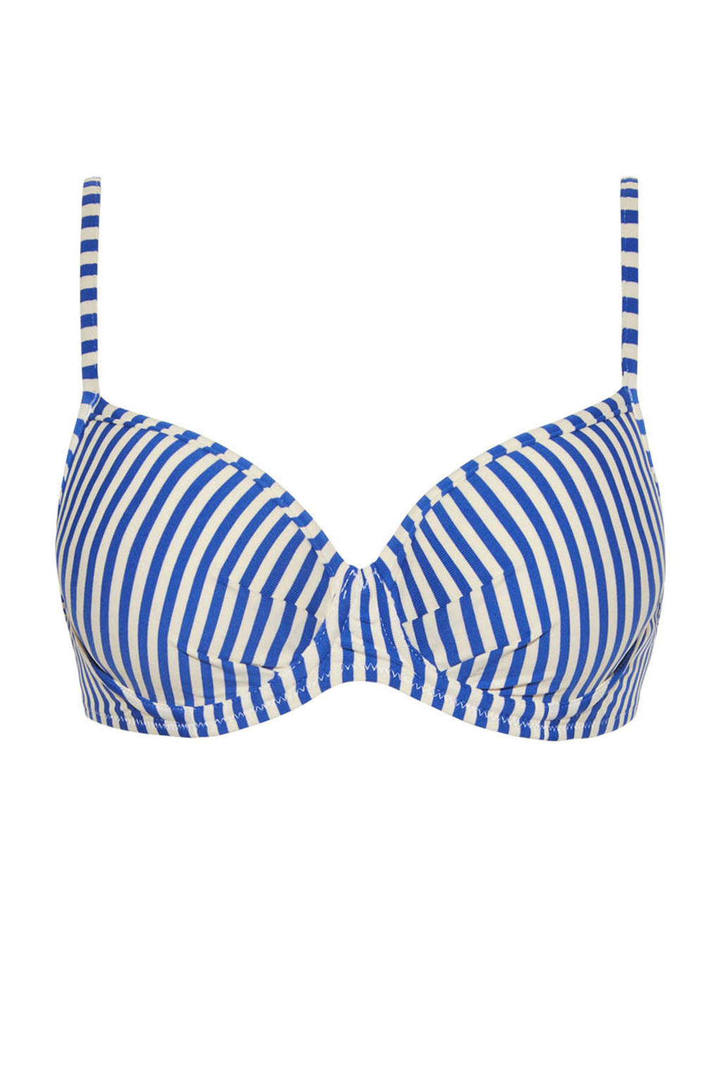Cyell gestreepte beugel bikinitop blauw/ivoor