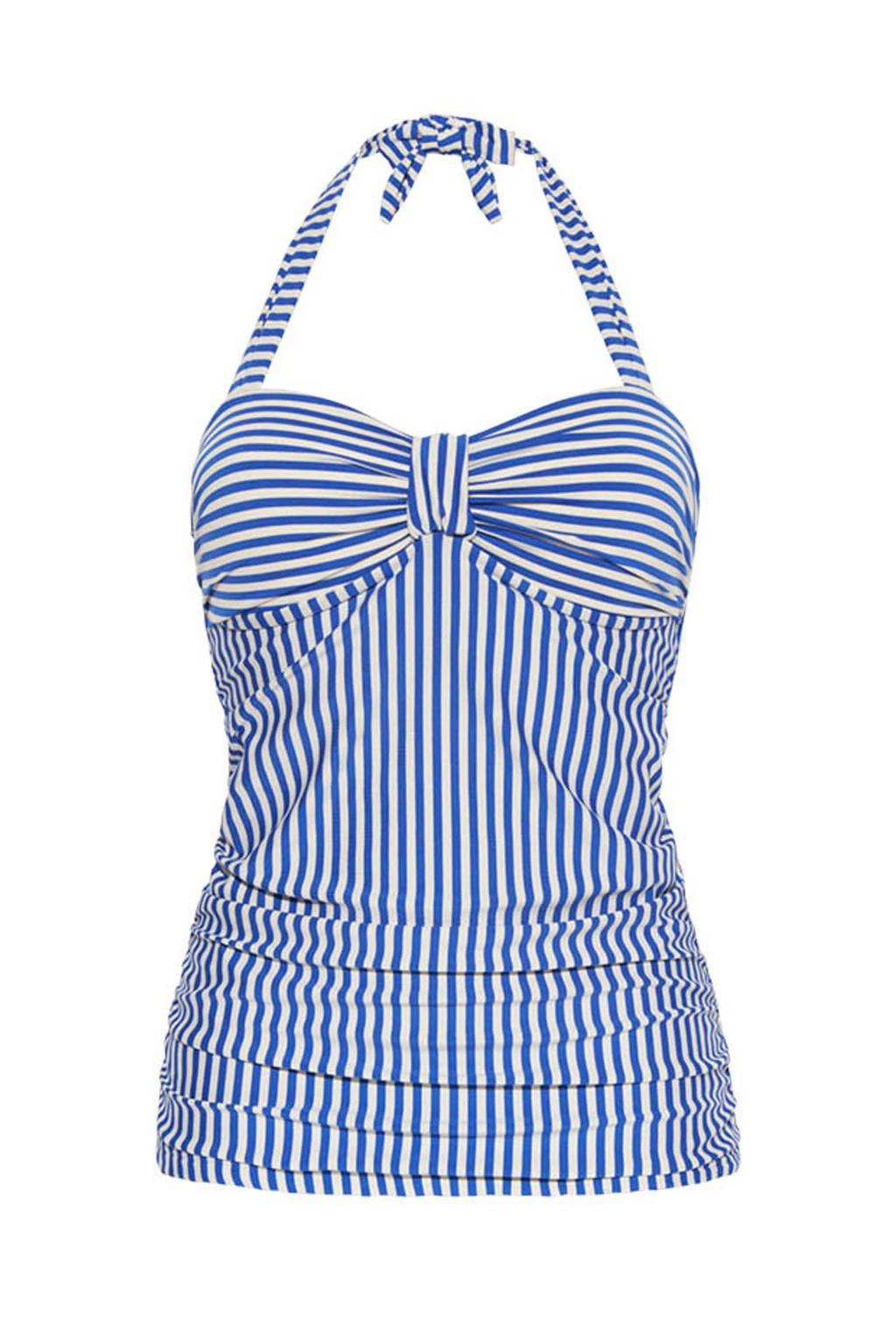 Cyell gestreepte tankini bikinitop blauw/ivoor