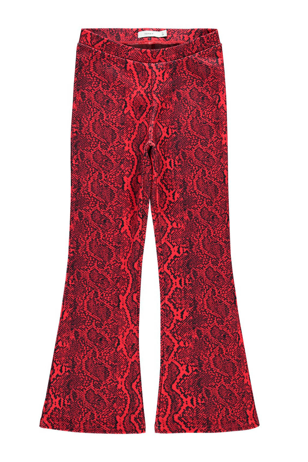 NAME IT KIDS flared broek met slangenprint rood/zwart, Rood/zwart