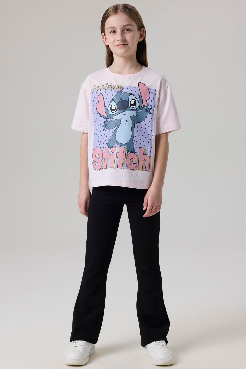 NAME IT KIDS high waist flared broek NKFFRIKKALI zwart