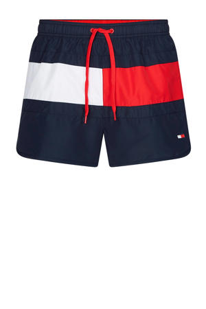 zwemshort donkerblauw/wit/rood