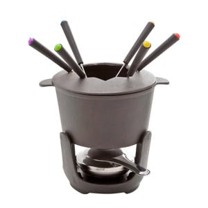 Funcooking Fondueset Gietijzer - 6 personen - grijs - 1.2 liter