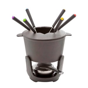 Funcooking Fondueset Gietijzer - 6 personen - grijs - 1.2 liter