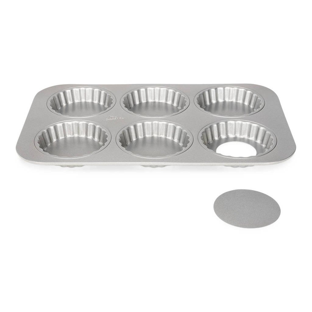 Patisse Mini quichevormpjes Silver Top 6 vaks, Zilverkleurig