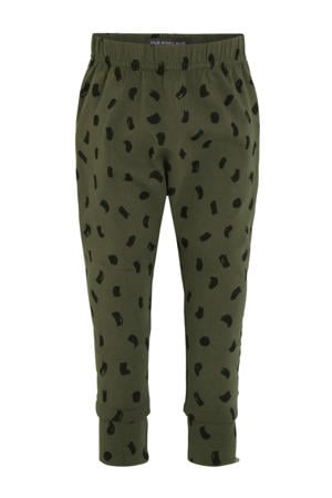 baby broek met all over print donkergroen/zwart