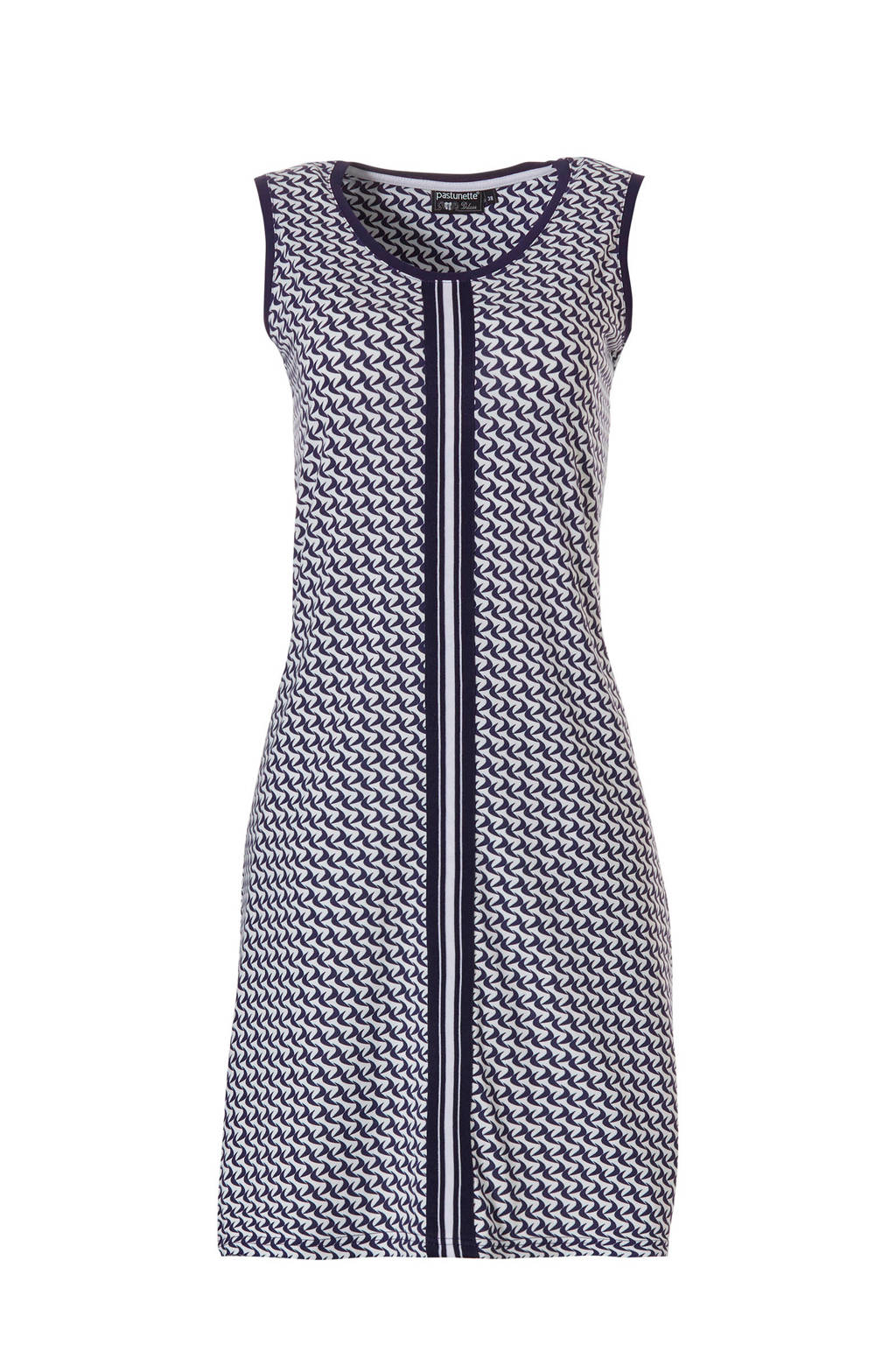 Pastunette nachthemd met all over print blauw, Blauw/wit
