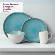 thumbnail: Cosy & Trendy Serviesset Laguna Azzurro 24-delig / 6 personen - 6 dinerborden, 6 bekers, 6 ontbijtborden en 6 schaaltjes