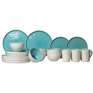 Serviesset Laguna Azzurro 24-delig / 6 personen - 6 dinerborden, 6 bekers, 6 ontbijtborden en 6 schaaltjes