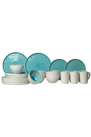 Serviesset Laguna Azzurro 24-delig / 6 personen - 6 dinerborden, 6 bekers, 6 ontbijtborden en 6 schaaltjes