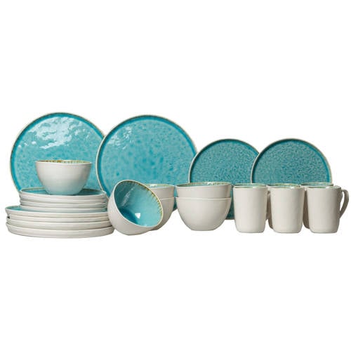 Wehkamp Cosy & Trendy Cosy & Trendy Serviesset Laguna Azzurro 24-delig / 6 personen - 6 dinerborden, 6 bekers, 6 ontbijtborden e... aanbieding