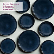 thumbnail: Cosy & Trendy Serviesset Quintana Blue 18-delig / 6 personen - 6 dinerborden, 6 diepe borden en 6 ontbijtborden