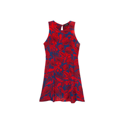 Desigual gebloemde halter A lijn jurk blauw rood Desigual gebloemde halter A lijn jurk blauw rood