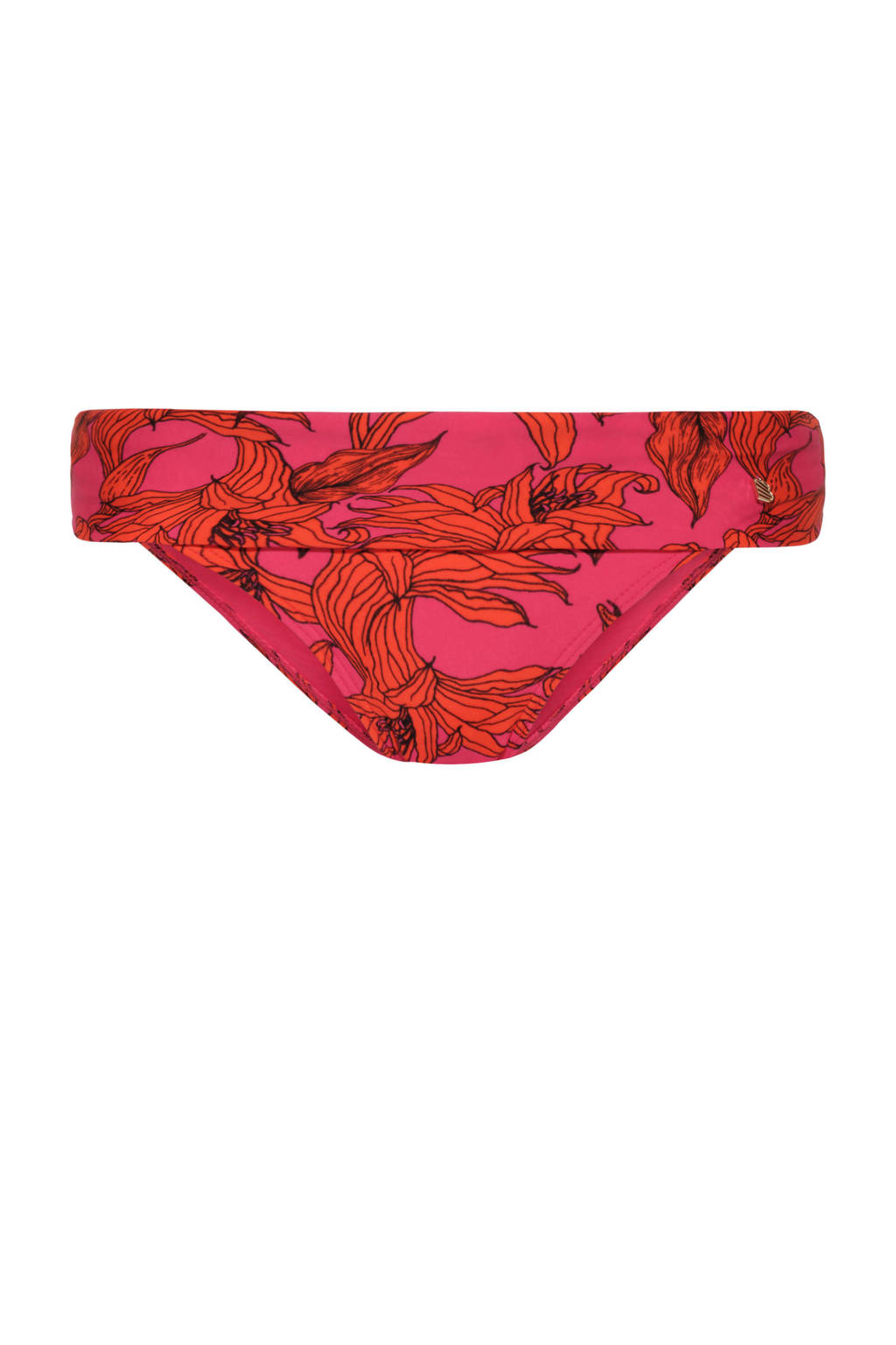 Beachlife omslag bikinibroekje met all over print roze/oranje, Roze/oranje/zwart