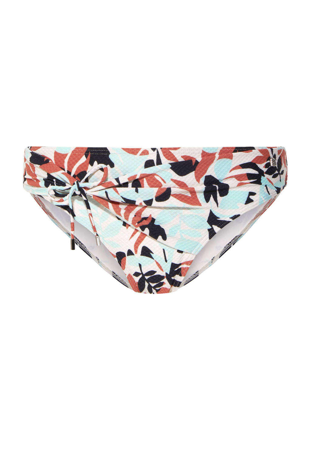Beachlife bikinibroekje met bladprint lichtblauw/zwart, Lichtblauw/zwart/brique