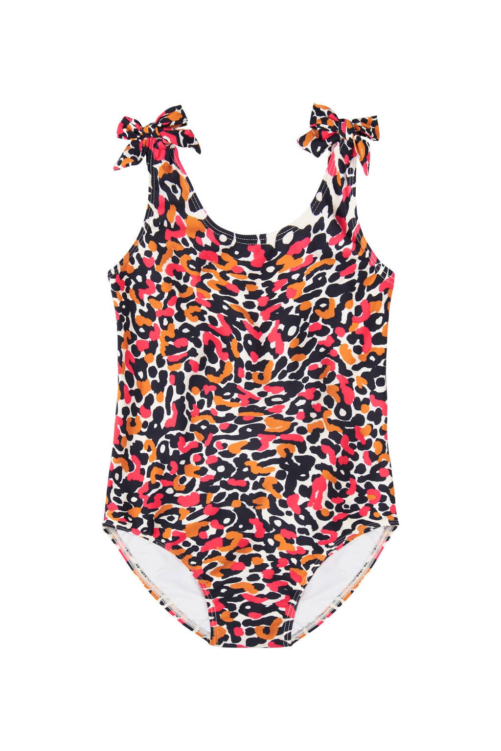 Beachlife badpak met strikjes roze/donkerblauw, Roze/donkerblauw/wit/camel