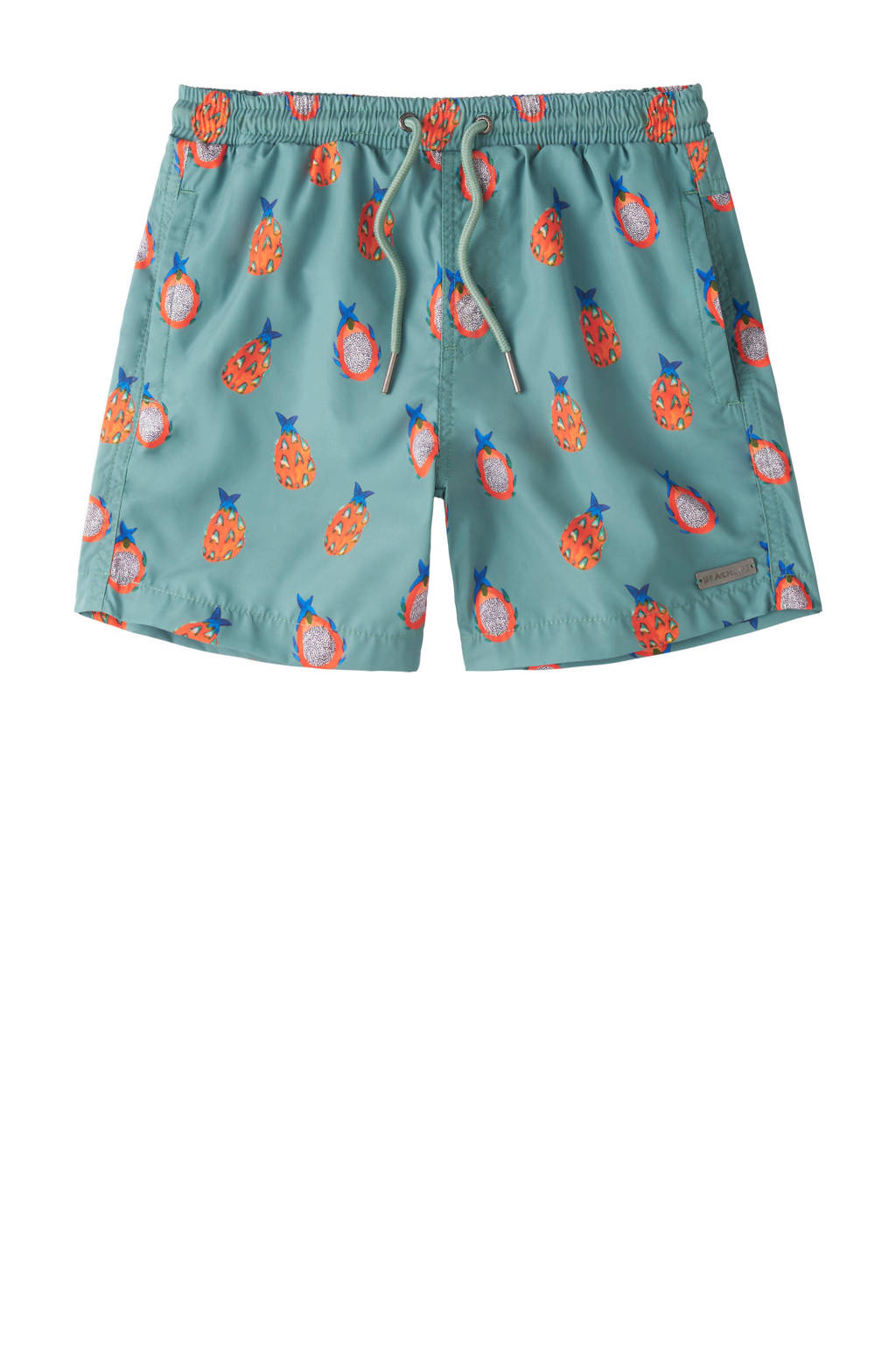 Beachlife strandshort met all over print groen/oranje, Groen/oranje