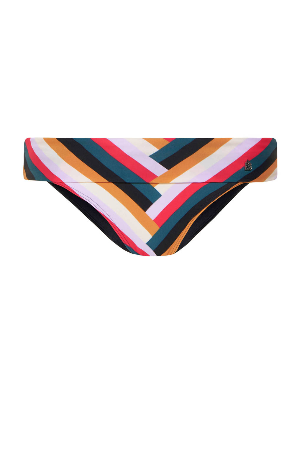 Beachlife gestreept omslag bikinibroekje donkerblauw/roze, Donkerblauw/wit/roze/lila/petrol/camel