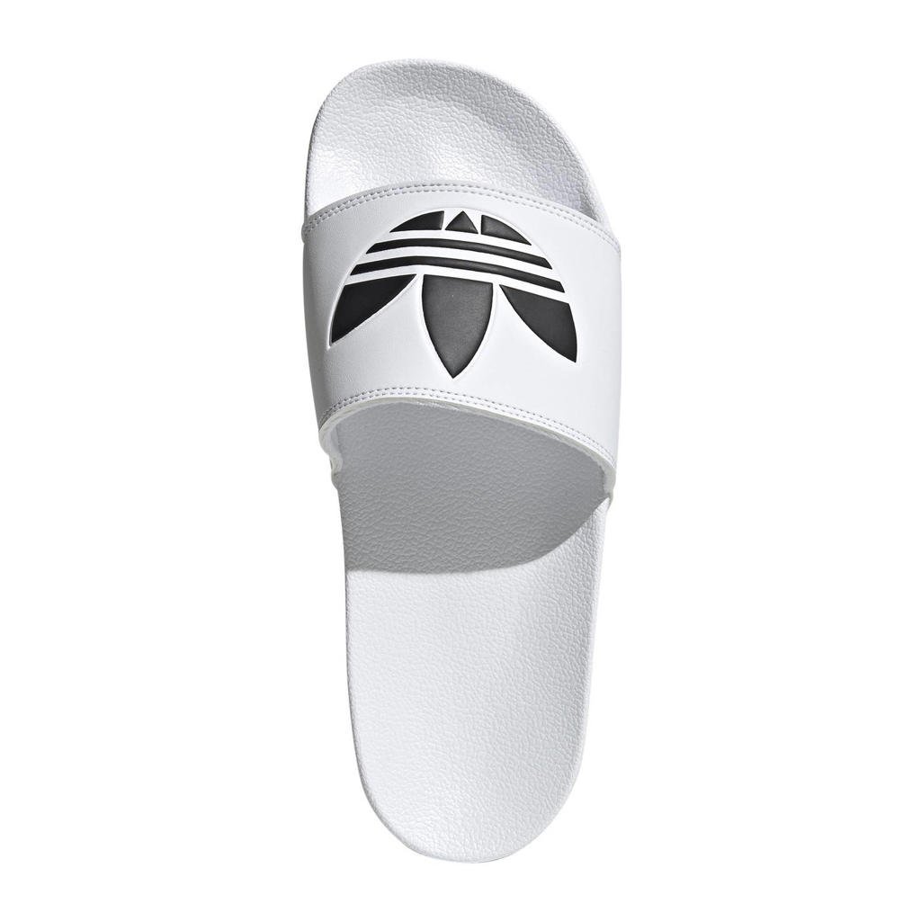 Wit en zwarte unisex adidas Originals Adilette Lite slippers van rubber 