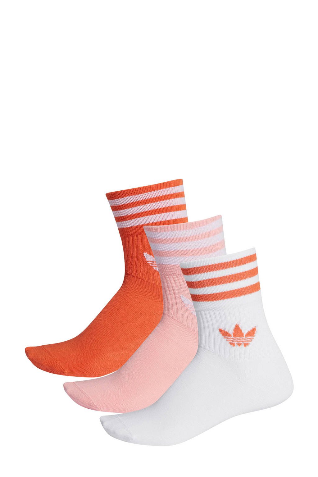 adidas Originals Adicolor sokken (set van 3 paar) oranje/roze/wit, Oranje/roze/wit