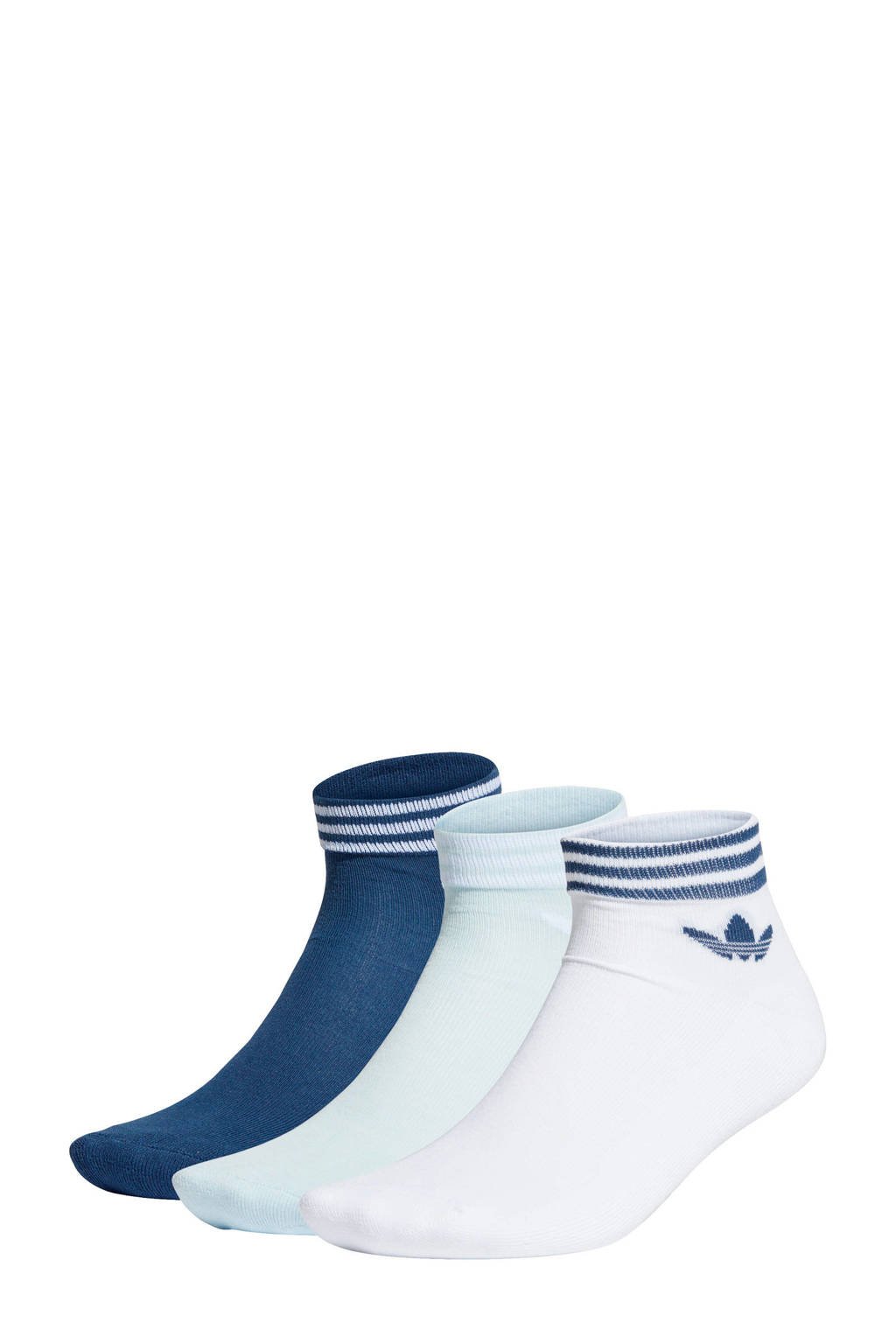 adidas Originals sportsokken wit/blauw (set van 3), Wit/blauw