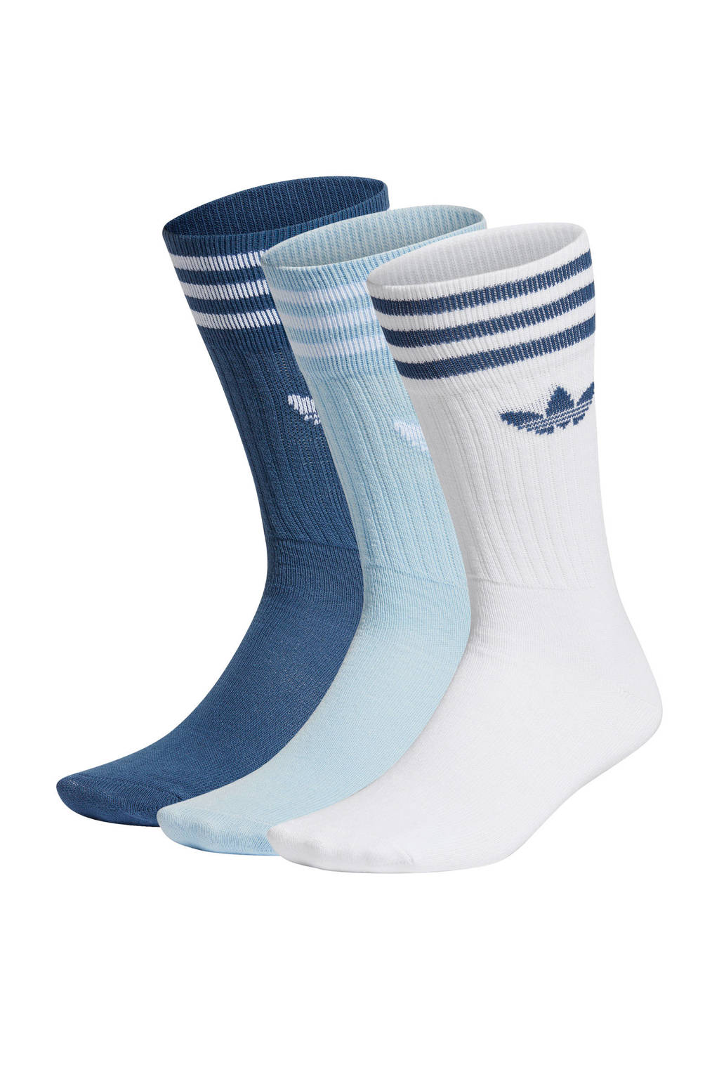 adidas Originals Adicolor sokken (set van 3 paar) wit/blauw, Wit/blauw