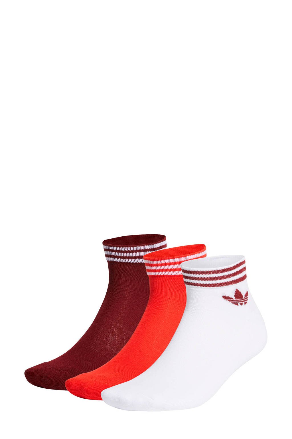 adidas Originals Adicolor enkelsokken (set van 3) rood, Zwart/wit/rood