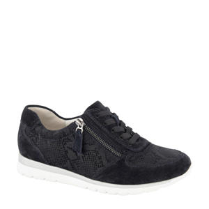 comfort leren veterschoenen slangenprint zwart