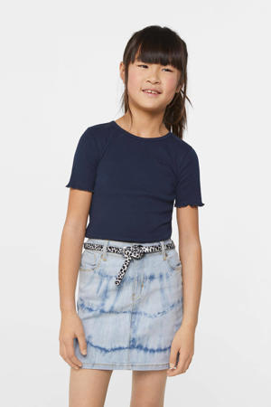 slim fit T-shirt donkerblauw