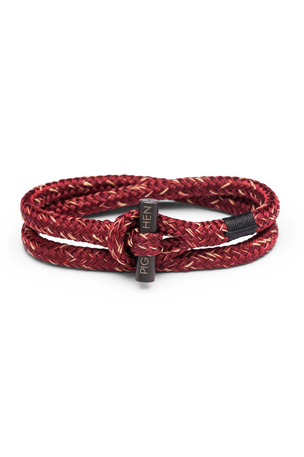 Pig & Hen armband Tiny Ted donkerrood, Rood/zwart