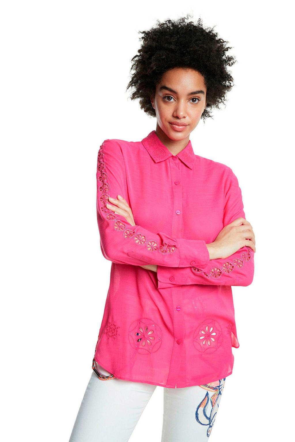 Blusa Donna Desigual – Stampa Tie-Dye, Maniche Corte, Vestibilità Slim, Lunghezza Corta