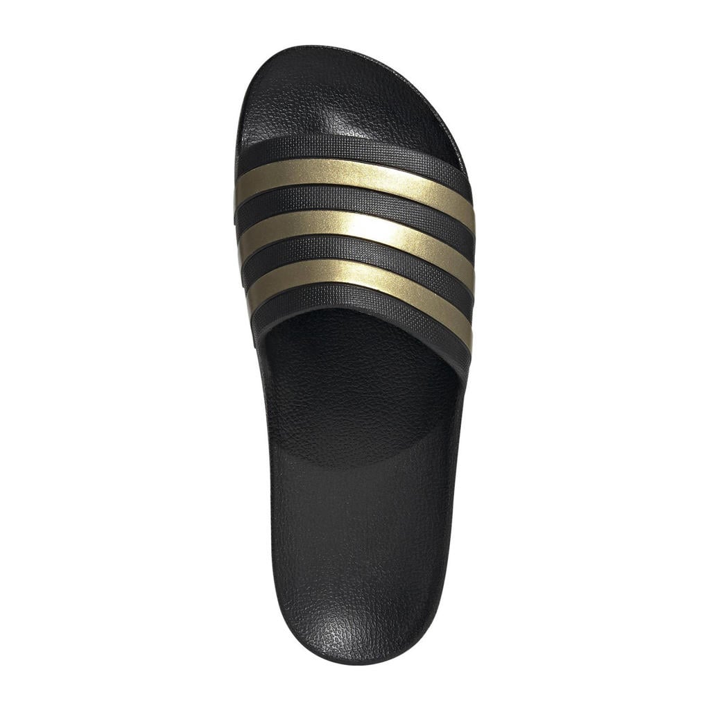 Zwart en gouden unisex adidas Sportswear Adilette Aqua slippers van rubber