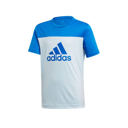 adidas Performance sport T-shirt wit/blauw