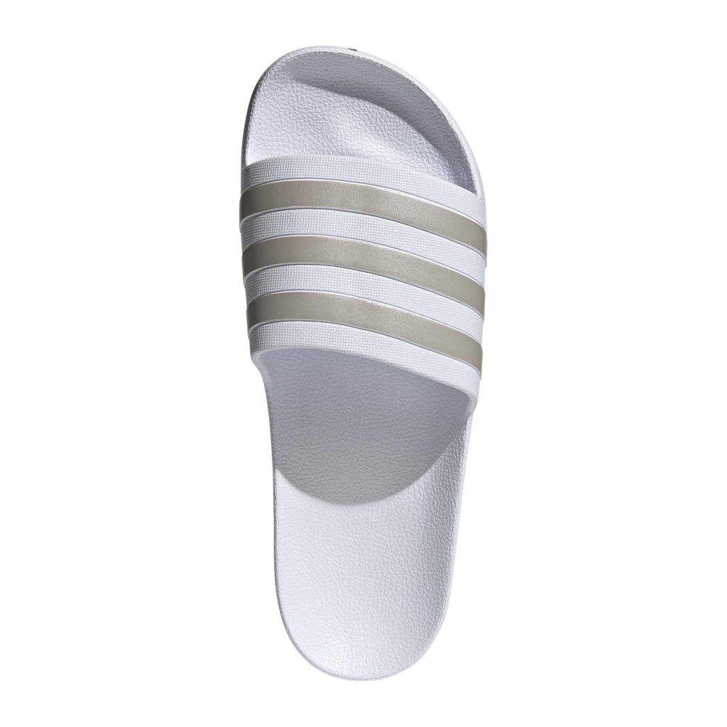 Wit en gouden unisex adidas Performance Adilette Aqua slippers van rubber met logo