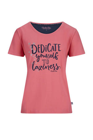 pyjamatop met printopdruk roze