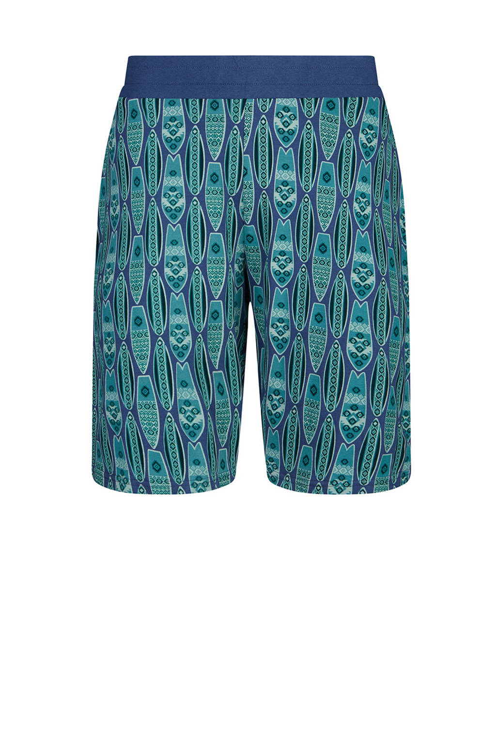Charlie Choe pyjamashort met all over print blauw, Blauw/groen